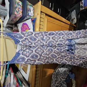 Bohemian Blue and White Romper